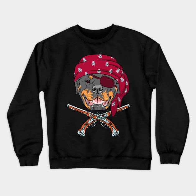 Dog Rottweiler Pirate Crewneck Sweatshirt by kavalenkava